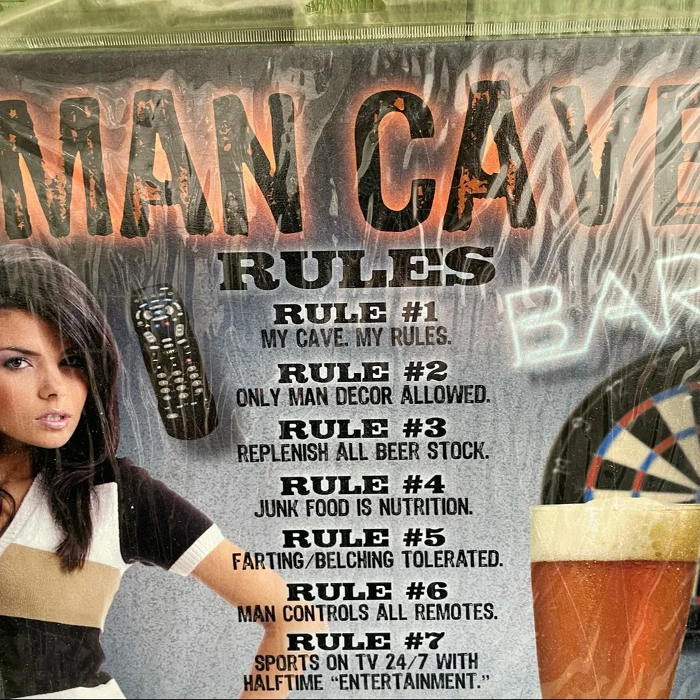 NEW Man Cave Rules Metal Sign